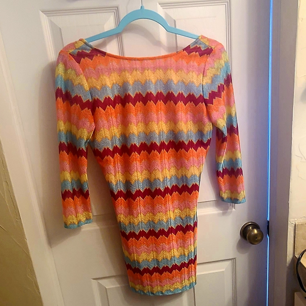 Rubber Ducky 3/4 sleeve multi color mini dress